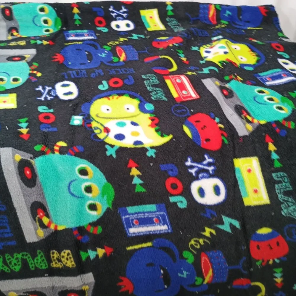 JoAnn Monster Jam Music Fleece Fabric Black Rock Roll DJ 1 Yard x 60
